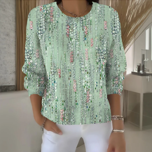 Blusa Cascada de Cristales Mint
