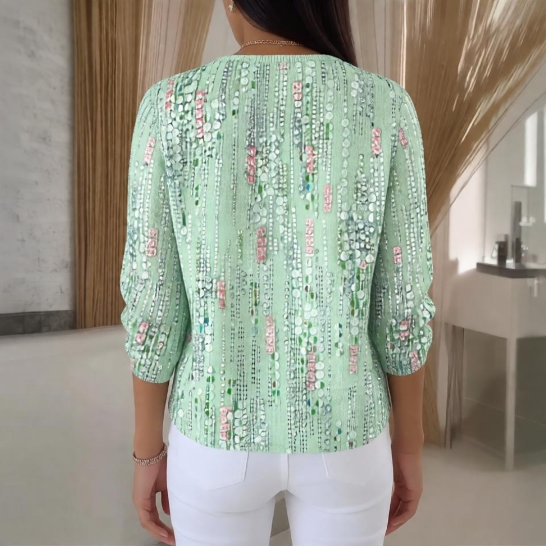 Blusa Cascada de Cristales Mint